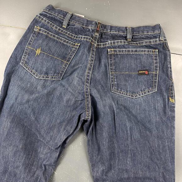 Ariat Flame Resistant Jeans Men 41x32 Dark Wash M4 Low Rise Boot Contrast Stitch - Picture 8 of 8